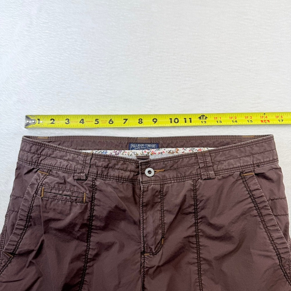 Polo Jeans Co Ralph Lauren Brown Cargo Shorts Women 10 Utility Drawstring Floral - Picture 6 of 7